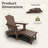 Brown Outdoor HDPE Folding Adirondack Chair with Retractable Ottoman and Cup Holder (Set of 2)-2030283533