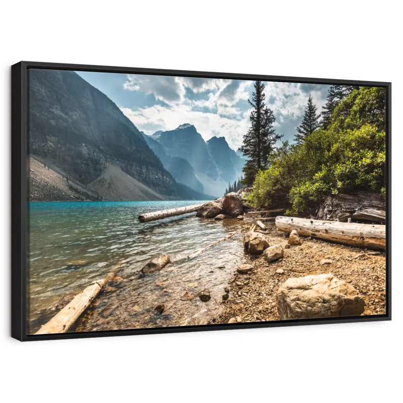 Moraine Lake Waterfront, Cadre flottant noir, 37 po x 25 po