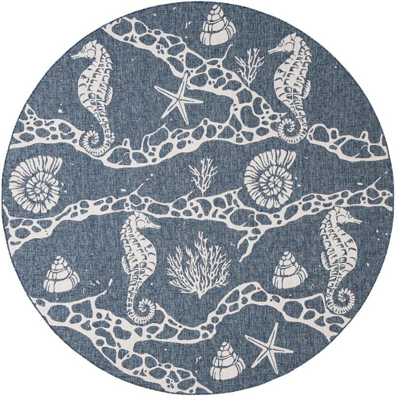 Tapis contemporain bleu marine Aycan, Rond 10pi