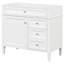 Meuble-lavabo moderne, structure en bois massif de 36 po. 2 tiroirs et tiroir coulissant. Finition blanche, rehausse l'armoire décorative, bois. Rangement des tiroirs. Style, blanc, correspond au thème