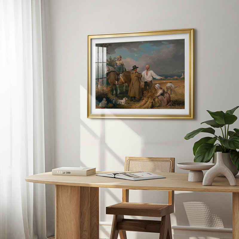 Reapers-George Stubbs-Toile tendue avec châssis, 1785, Impression encadrée, 22,5 x 30,5, Doré
