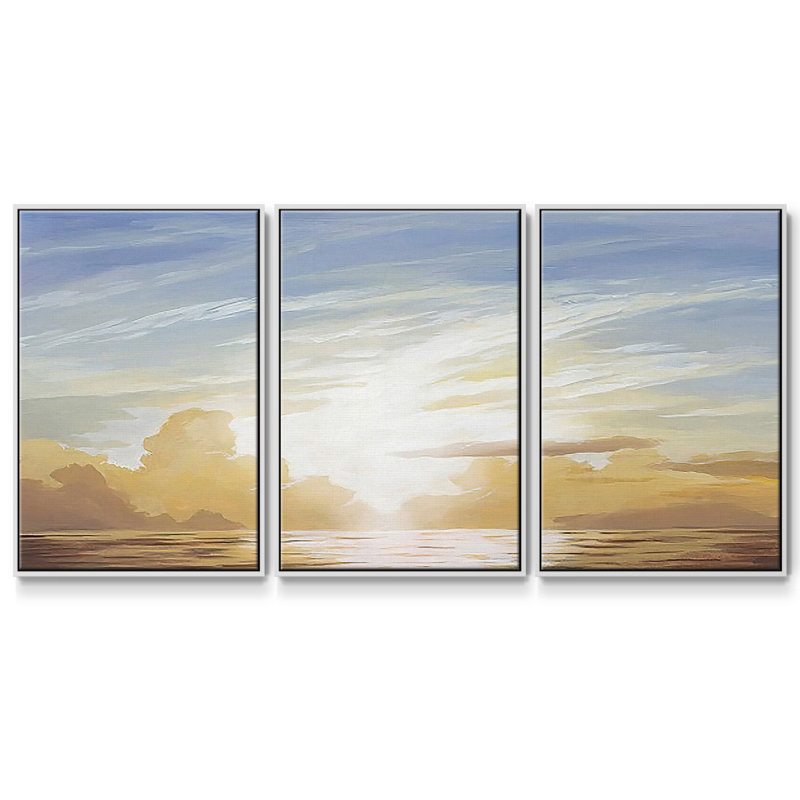 «Luminous Waters III», impression sur toile flottante 3 pièces, Cadre blanc, H 40 po x l 78 po x P 2 po