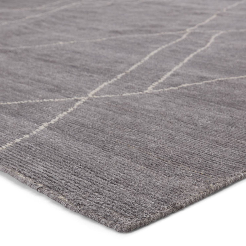 Wendy Jane Moroccan Area Rug in Dark Gray/White, Rectangle 5' x 8'