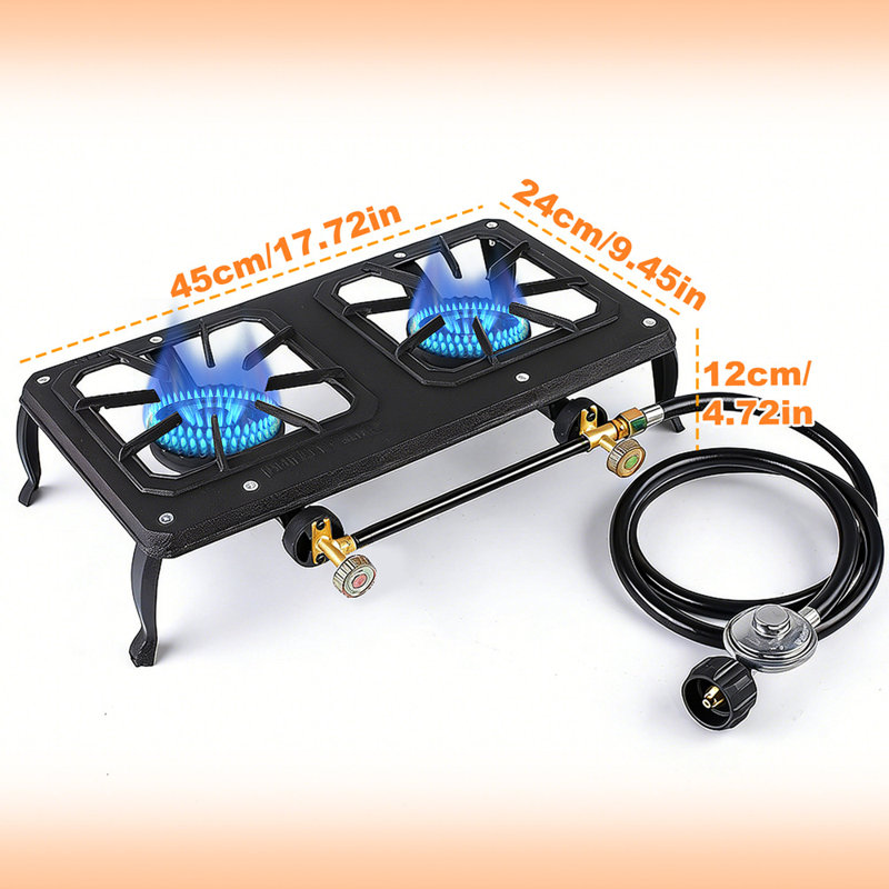 Two Burner Cast Iron Flame Camping Stove