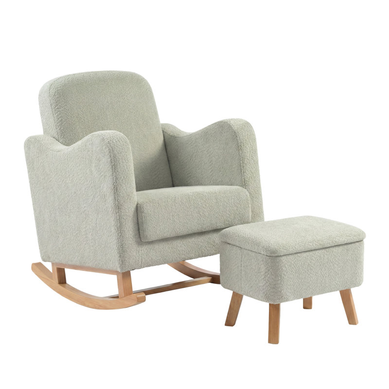 SOOTHER ROCKING NURSING CHAIR & STOOL, SAGE BOUCLE