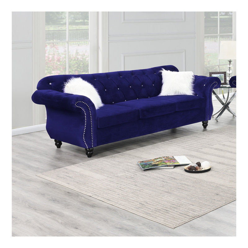 Canapé noir formel de luxe 1pc avec coussins pour salon, Indigo