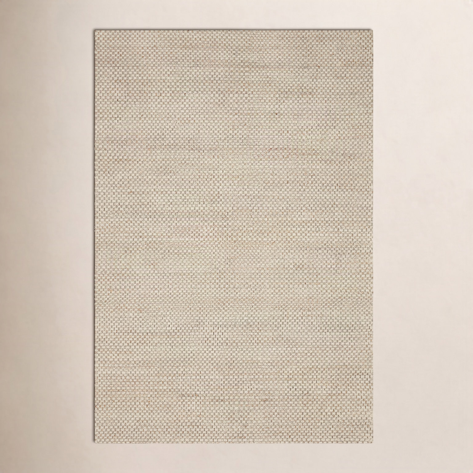 Abisai Beige Hand-Woven Checkered Jute Rug, Rectangle 5' x 7'6"