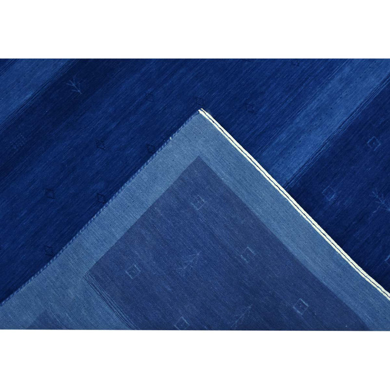 Tapis bleu de haute qualité noué à la main, Rectangle 5 pi 9 po x 8 pi 9 po