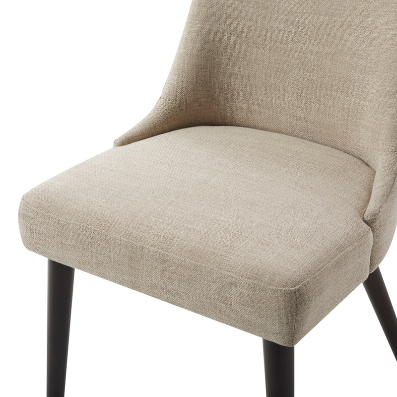 Chaise d'appoint rembourrée en bois massif Bremment, Beige lin