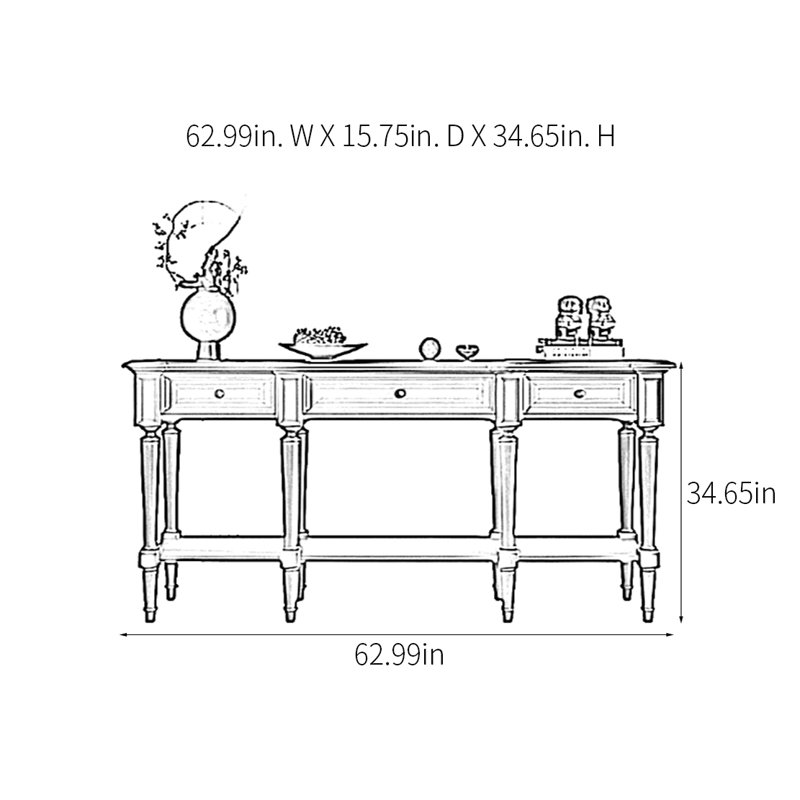 Console rustique, H 34,65 po x l 62,99 po x P 15,75 po