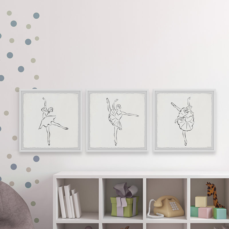 Basic Ballet Steps - Ensemble de 3 reproductions de dessins encadrés, H 24 po x l 24 po
