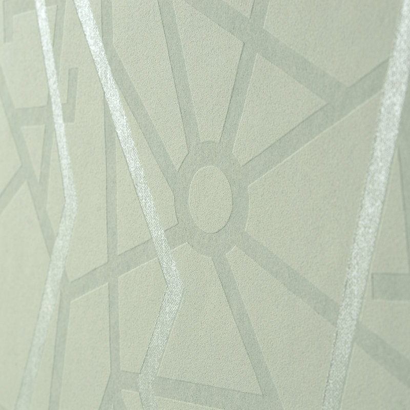 Slow Living Metallic Geometric Lines Wallpaper Roll , Wasabi Green
