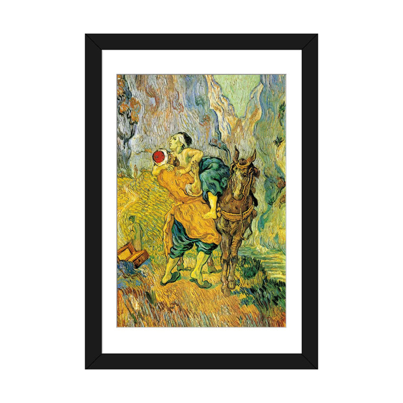 «The Good Samaritan» par Vincent Van Gogh, reproduction d'art sur toile, H 32 po x l 24 po x P 1 po, Blanc