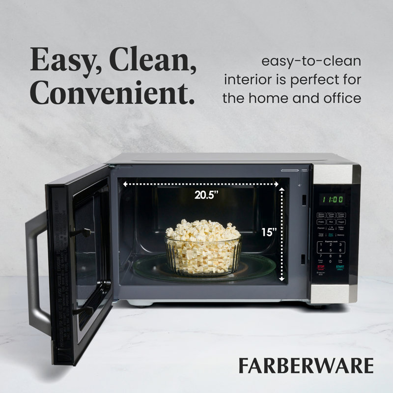 Farberware Professional 1.6 Cu. Ft. 1100-Watt Microwave Oven with Smart Sensor, Stainless Steel with Platinum