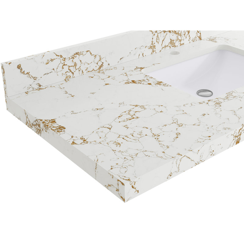 Charlotte 48 In. W X 22 In. D Single Sink Bathroom Vanity In Fine Grain With 2 In. Calacatta Gold Quartz, Doré Viola