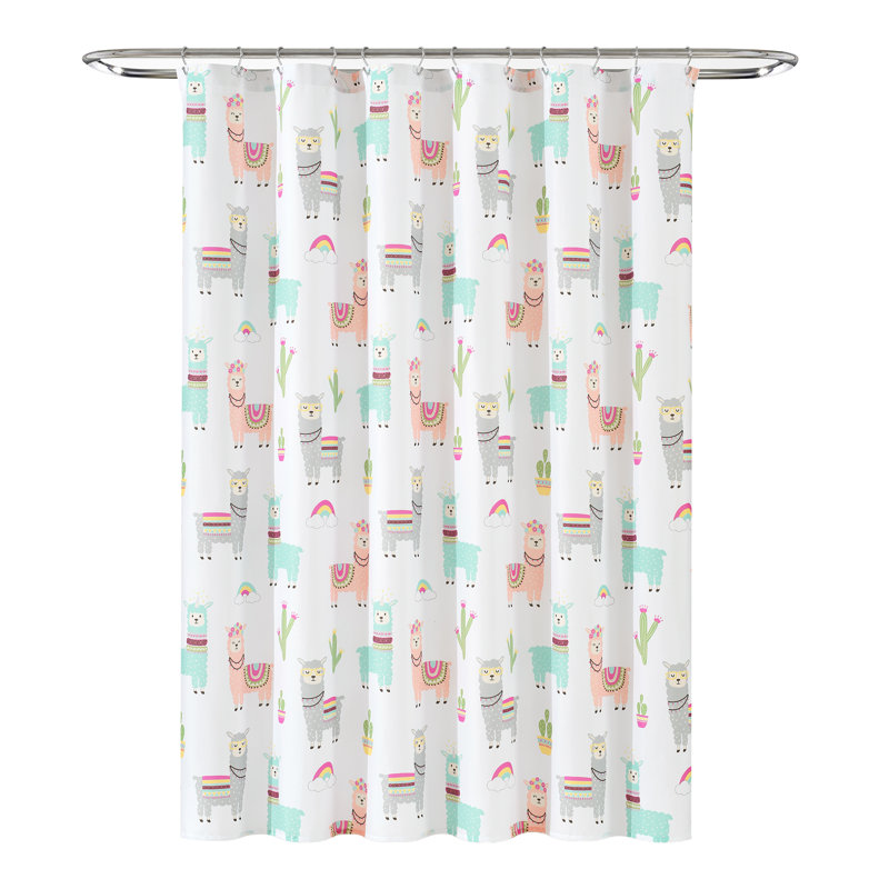 Shower Curtain, White/Blush
