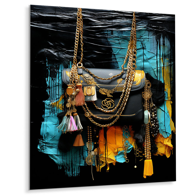 Sac à main bleu et noir Elegance, H 40 po x l 30 po x P 1,5 po