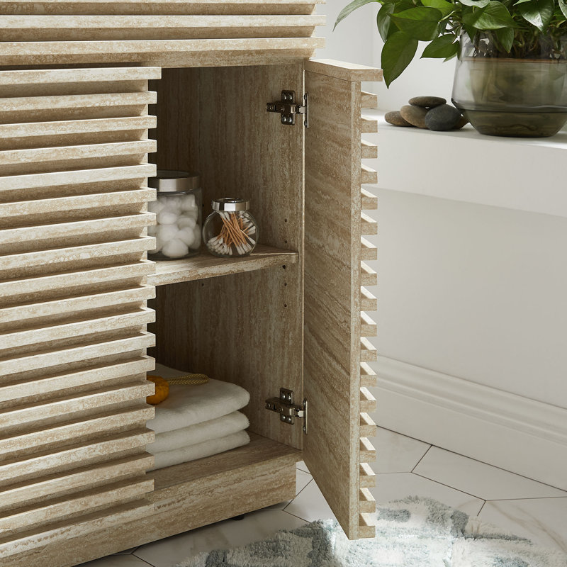 Meuble-lavabo en faux travertin 24 po Render (lavabo non inclus) en travertin