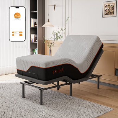 Lit réglable E3100 avec matelas de 14 po, gravité zéro, massage, télécommande sans fil, contrôle des applications, éclairage sous le lit, ports USB