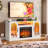 23 Inch 3-Sided Fireplace TV Stand for TVs up to 65", Modern Media Entertainment Center Console Table with Charging Station, Glass Door, LED Light