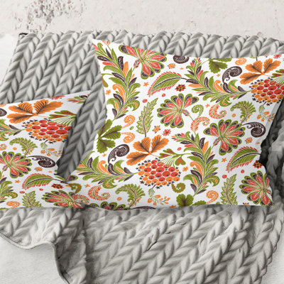 Coussin décoratif rétro imprimé fleurs rétro I - Mid-Century