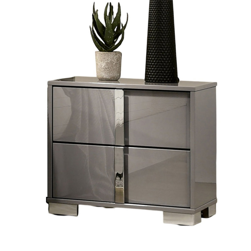 Table de chevet moderne 1pc, Taupe / argent