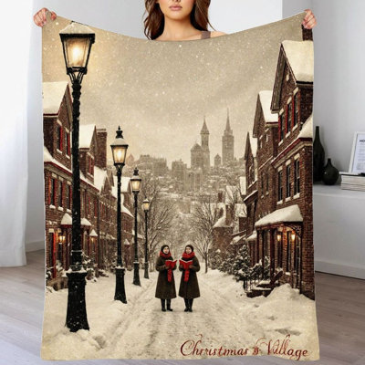 1Pc Knitted Red/Brown/Dark Gray/Light Beige Stocking Blanket, Cozy Christmas Fireplace Decor, Holiday Vibes, Travel-Friendly, Ideal For Sofa/Bed/Car, 55*70