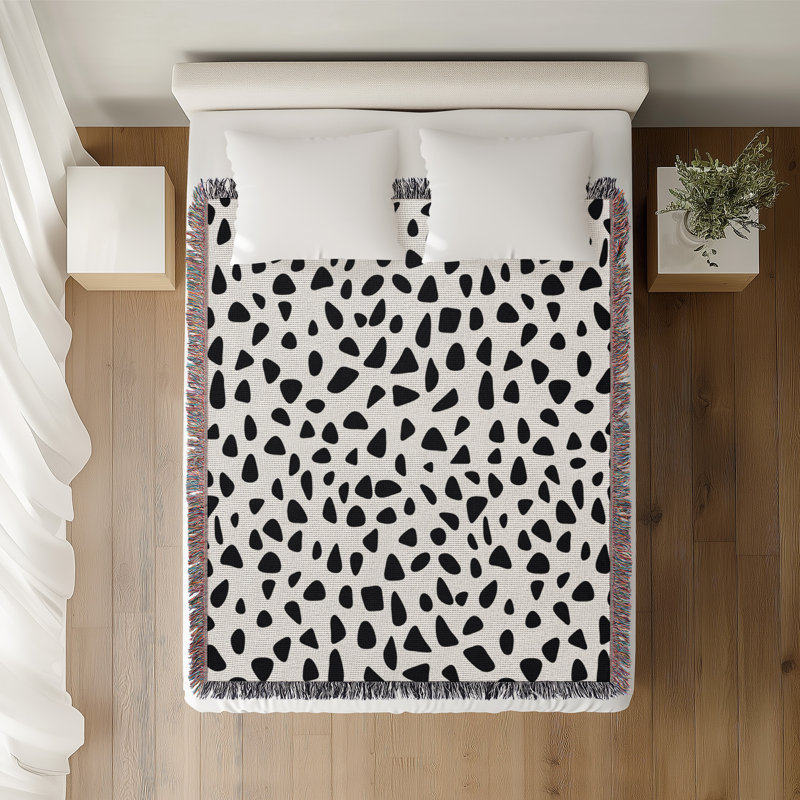 Jeté en coton Kambili, Noir, 60 po x 80 po