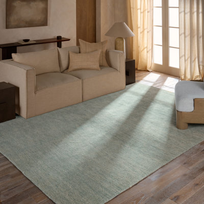 Tapis vert / bleu uni / intérieur tissé à la main Rebecca Limon RBC13 (6 pi x 9 pi)