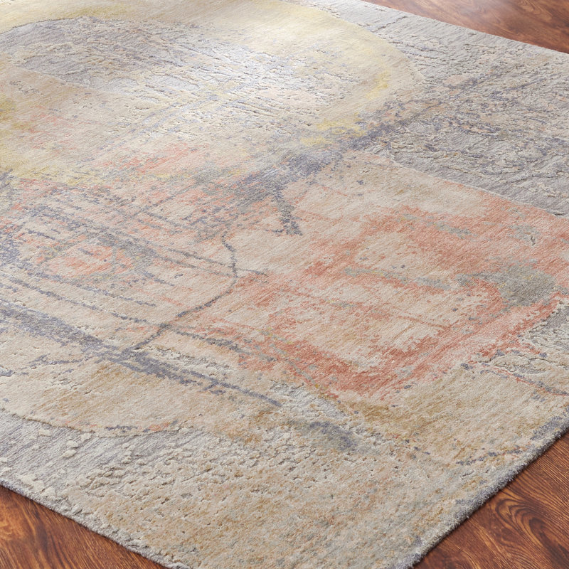 Hand Knotted Abstract Area Rug, Rectangle 2' x 3'