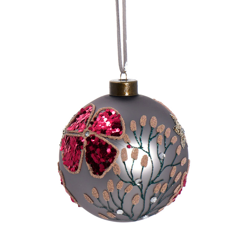 Ornement boule de verre à paillettes