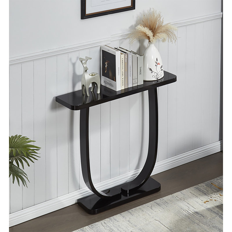Paredes 39.37'' Solid Wood Console Table, 31" H x 43" W x 9" D, Black
