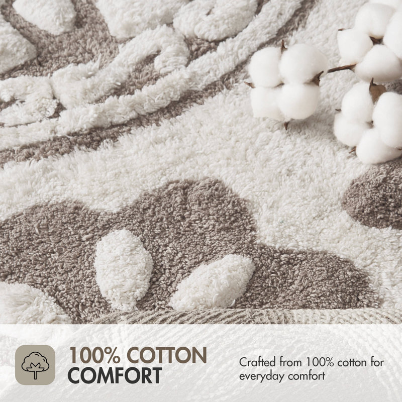 Casablanca Medallion Cotton Tufted Bath Rug, Brown