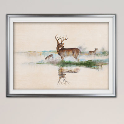 Misty Deer - cadre photo, reproduction d'art