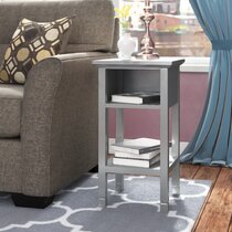 Naomi Home Roxy Narrow End Table with Storage, Flip Top Narrow Side Tables for Small Spaces, Slim End Table with Storage Shelf, Skinny Nightstand