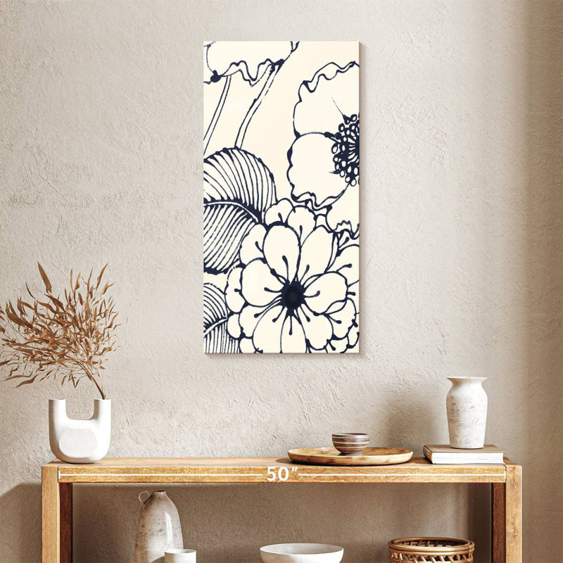 Plume marine et fleurs d'encre II, H 36 po x l 18 po