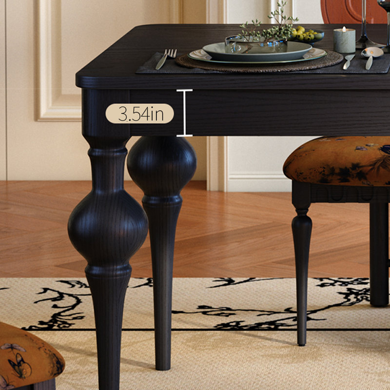 Table de salle à manger Vintage, H 29,53 po x L 72,05 po x l 34,65 po, Noir