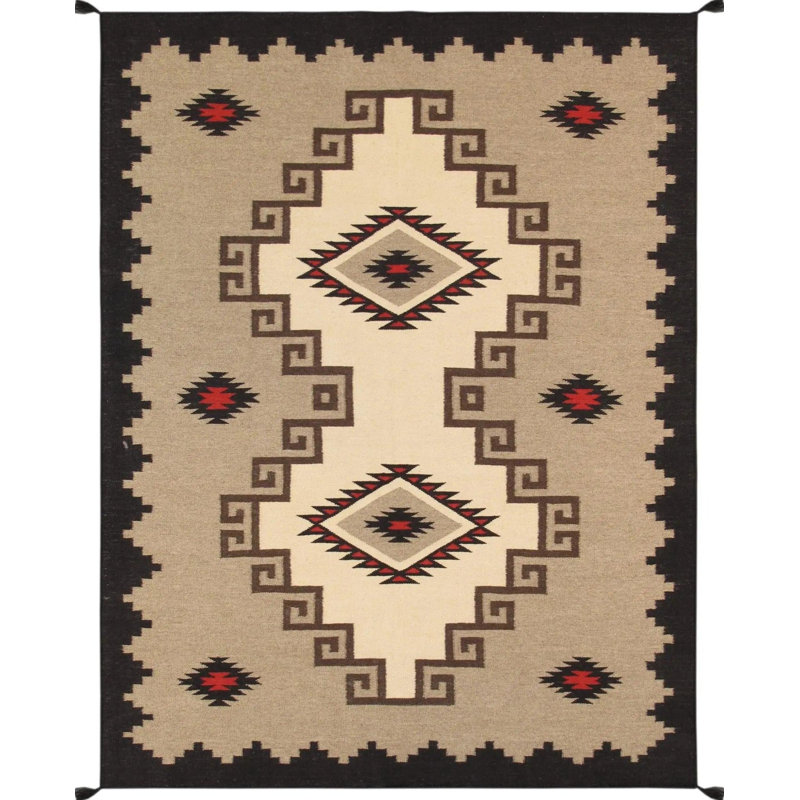 Canvello Navajo Style Hand-Woven Wool Mocha Area Rug- 8'11" X 11'11"
