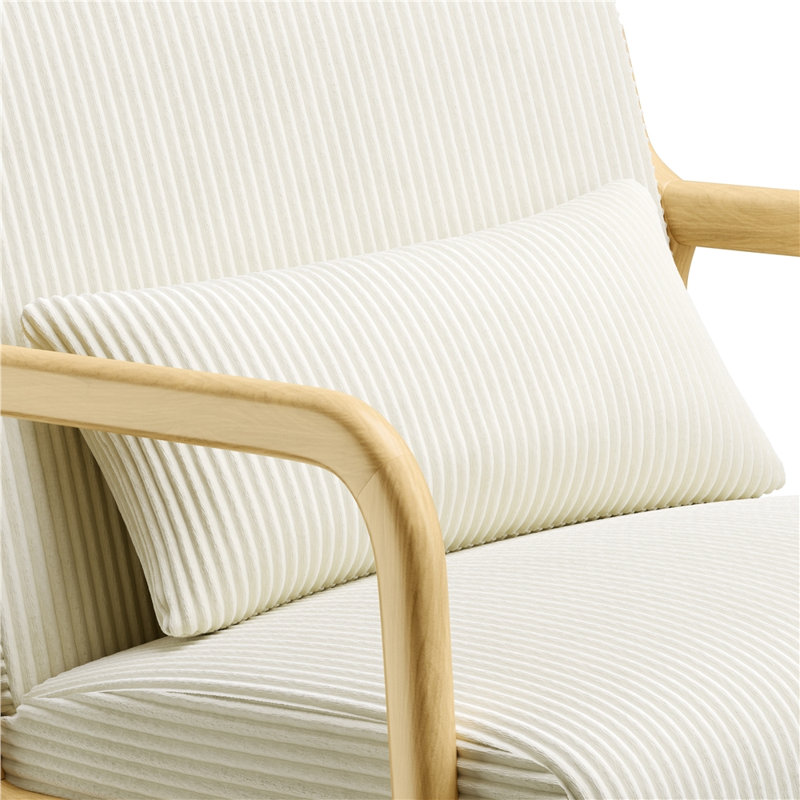 Upholstered Corduroy Armchair and Side Chair, Beige