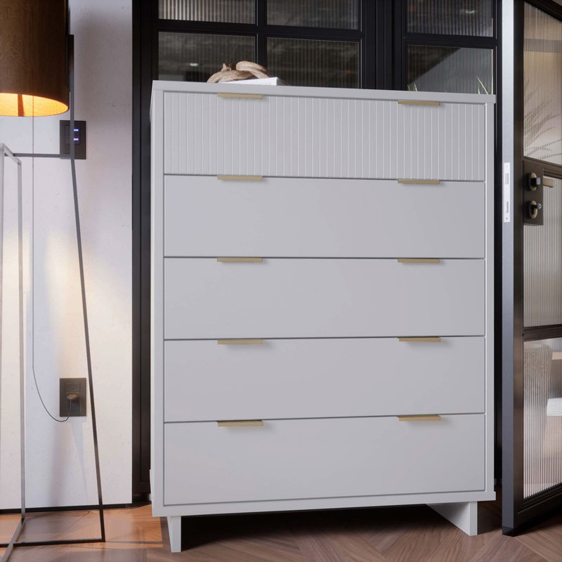 Commode 38 "Granville en blanc (5 tiroirs), Blanc