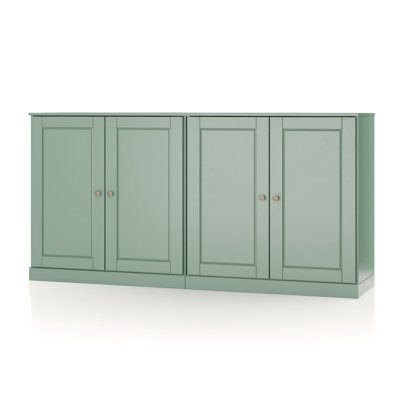 100% Solid Wood 64" Sideboard with Solid Doors, 4-Drawers and Adjustable Shelves