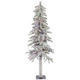 Flocked Alpine 5' H Lighted Artificial Pine Christmas Tree