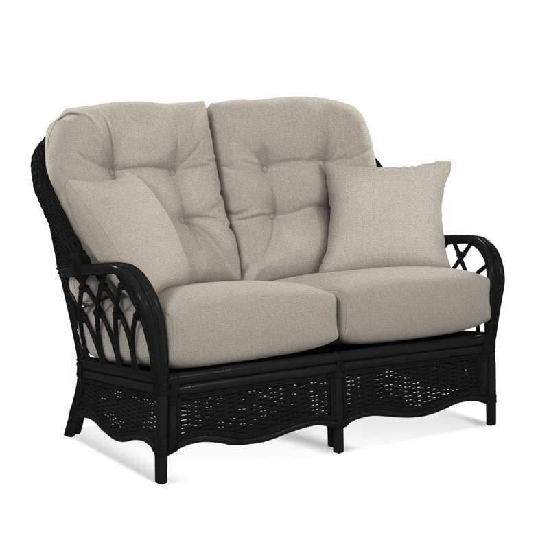 Causeuse à accoudoirs évasés 53 po Everglade, Performance beige sucre; 0863-93, Noir, noir, noir, noir