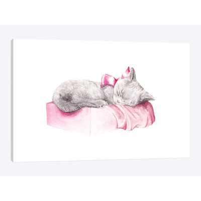 « sleepy chat »-impression sur toile tendue