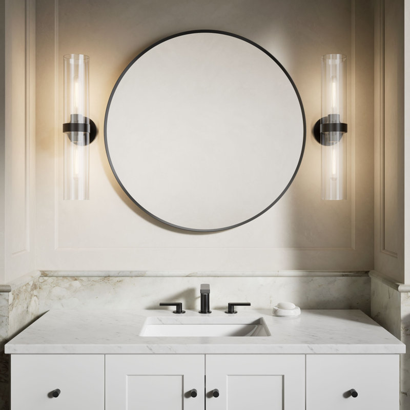 Miroir de salle de bain Essential, Noir mat, 32 po x 32 po