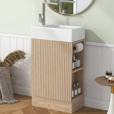 18.60'' Single Bathroom Vanity with Ceramic Top