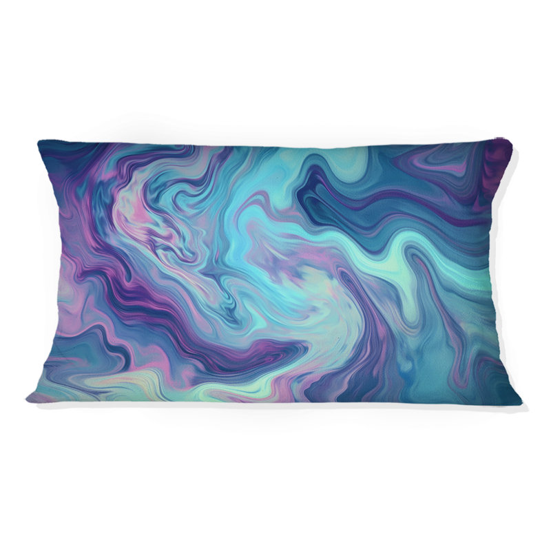 Coussin Turquoise mauve Marble Fusion I - imprimé abstrait