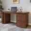 Bureau de direction en L 90,3 pouces de ton brun avec design pivotant et 3 tiroirs-130131242-130131241