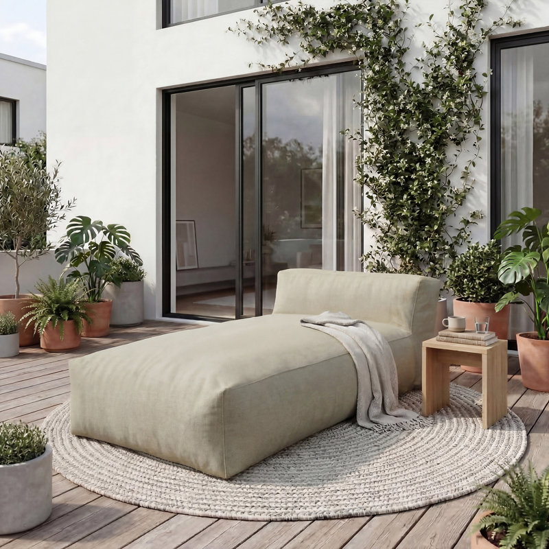 Méridienne d'extérieur pour piscine, méridienne et patio, Beige clair