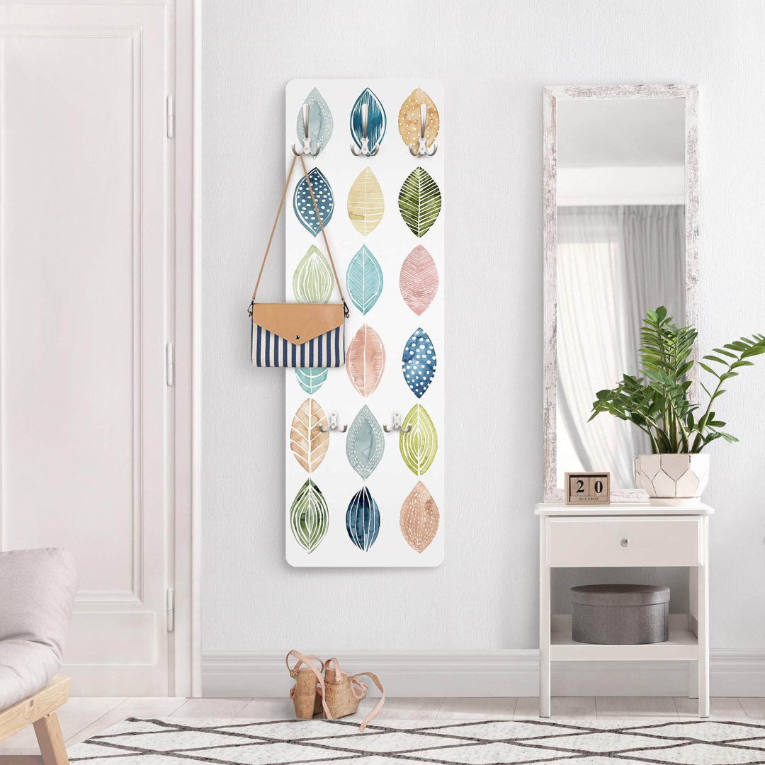 Patterned Leaves II Wall Mounted Coat Rack